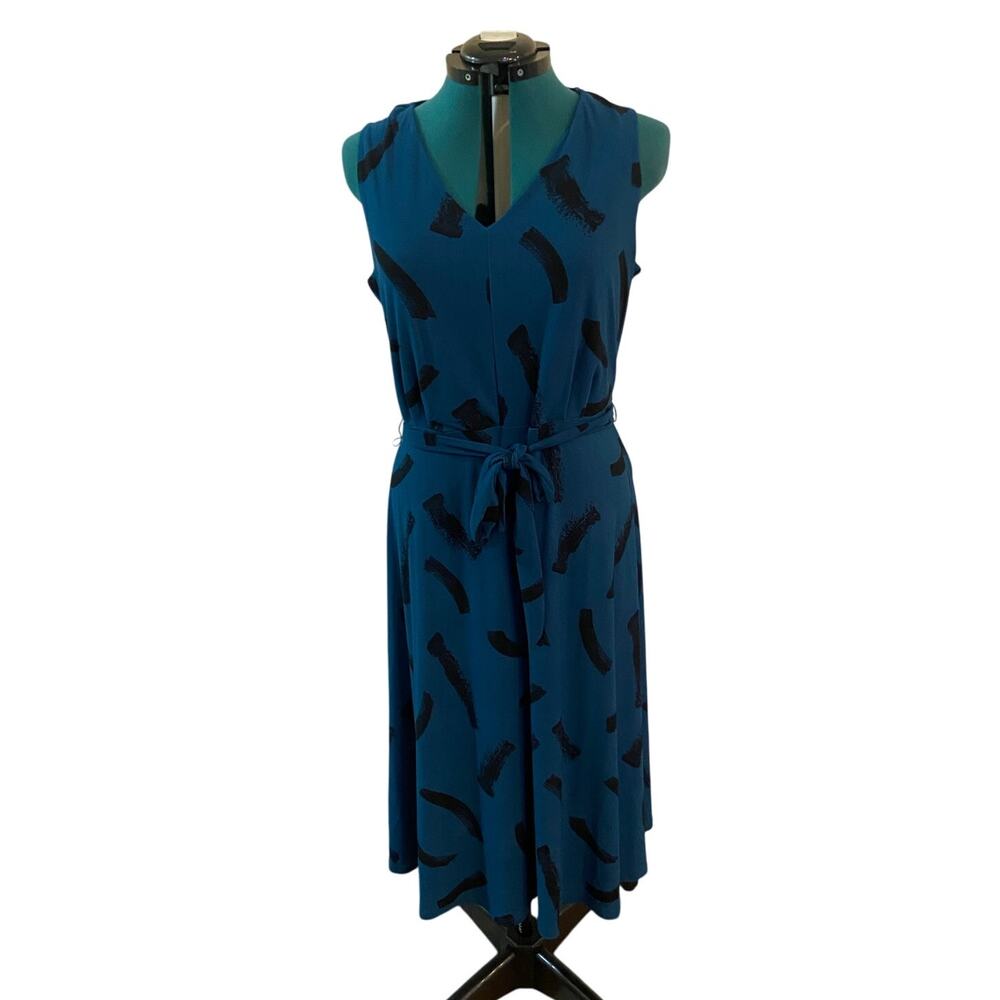 Apt. 9 Women's Large Blue and Black Casual Dress with Tie Waist XL